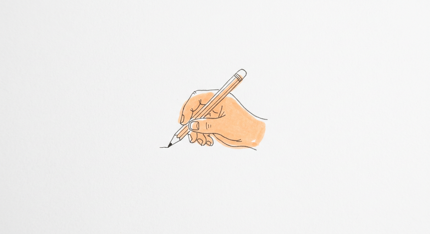 Hand-drawn hand holding a pencil